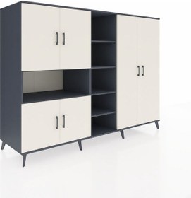 Resim Kronos Dolap 13 Raflı 6 Kapaklı 220x59x163 Antrasit-aytaşı/antras Antrasit-aytaşı/antrasit 