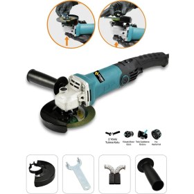 Resim Sturdy 1250 WATT Avuç Içi Taşlama Makinası 6 Kademeli Uzun Kuyruk Devir Ayarlı 125 mm Mavi 