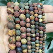 Resim Doğal Mat Picasso Jaspers Yuvarlak Gevşek Boncuklar 4/6/8/10mm 15" Şans Takı Yapımı DIY Boncuk Perles Kulak Çivileri Bileklikler 