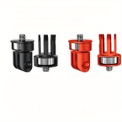 Resim 1/4" Üçlü Kart Yuvası Adaptörüne Sahip Ayarlanabilir Alüminyum Alaşımlı Spor Kamera Montajı - Çoğu Aksiyon Kamerası, Tripod, Açı Ayarı için Uygun 