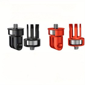 Resim 1/4" Üçlü Kart Yuvası Adaptörüne Sahip Ayarlanabilir Alüminyum Alaşımlı Spor Kamera Montajı - Çoğu Aksiyon Kamerası, Tripod, Açı Ayarı için Uygun 