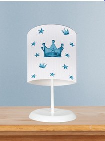 Resim Mekta Home Bebek Ve Çocuk Odası Mavi Kral Taç Desenli Abajur 