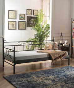 Resim Unimet Maze Daybed Tek Kişilik Sedir Metal Karyola 90x200 Siyah 