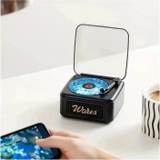 Resim Nostalji Mini Plak Görünümlü Radyolu Bluetooth Hoparlör 3D Ses Dalgası Retro Müzik Plak Siyah - Lisinya 
