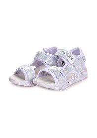 Resim Kiko Kids 133 Hologram Işıklı Kız Çocuk Cırtlı Sandalet Ayakkabı Beyaz 001 