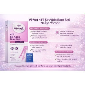 Resim Vi-vet 41 Li Pudralı Sir Ağda Bant Seti Hassas Ciltlere Uygun, En Kısa Tüylerde Etkili Full Body Ağda Bandı + Temizleme Mendili 