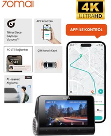 Resim 70MAİ 70mai A810 Araç içi Kamera 4K, HDR, Gece Görüşü, Hareket Algılama 