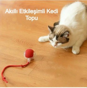 Resim Akıllı Kendiliğinden Dönen Kedi Oyuncağı 360 Şarjlı Hareket Eğlence ve Egzersiz Kırmızı 