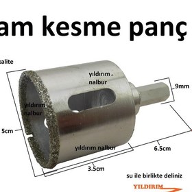 Resim Cam Delme Elmas Panç 50mm Fayans Delme Cam Panç Delik Açma Panç Ç 