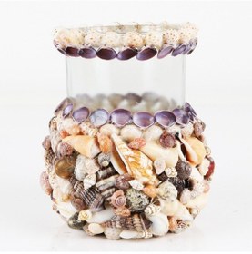 Resim Tahtakaletoptanci Kabuk Kaplama Cam Vazo 