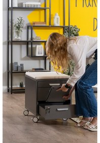 Resim Creo Mobili Çekmeceli Kilitli Tekerlekli Vega Keson, Oturulabilir Ofis Ve Ev Komodini, Beyaz/mavi 