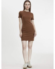 Resim DeFacto Coool Bodycon Vücudu Saran Bisiklet Yaka Fitilli Kaşkorse Kısa Kollu Mini Elbise - C1503AX24SPBN321 