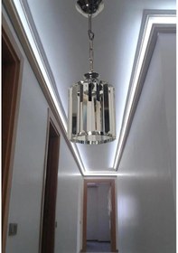 Resim İstanbul Avize Tekli Y-12 Kristal Taşlı Top Tes. Elmas Avize Gümüş 