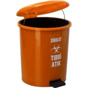 Resim Safell Tıbbi Atık Çöp Kovası Pedallı 30 Litre - Turuncu Tıbbi Atık Kovası Çift Kovalı - Isıya Dayanıklı 