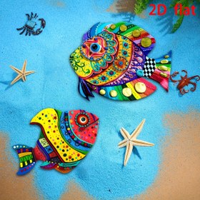 Resim 2 Adet Canlı Tropikal Balık Duvar Sanatı Dekoru - El Yapımı Geri Dönüştürülmüş Ahşap Deniz Temalı Yıldızbalığı ve Yengeç, 24.99x20.19 cm İç/Dış Mekan Asma Dekorasyonu, Plaj Evi, Parti için - Elektrik Gerekmez, İdeal Hediye, Okyanus Teması Dekor, Oyunbaz Tasarım, Bahçe Süslemesi, Ev Dekorasyon 