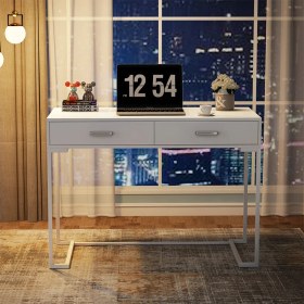 Resim Hitit Dekorasyon Vivian Beyaz Metal Çalışma Masası 