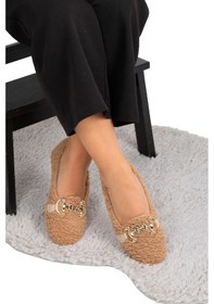 Resim Peluş Tüylütokalı Kadın Ev Ayakkabısı Babet 