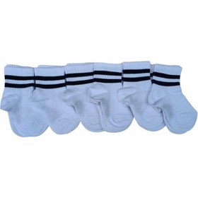 Resim Design Socks Design Unisex Çizgili Beyaz Bebek Patik Çorabı 6'lı 