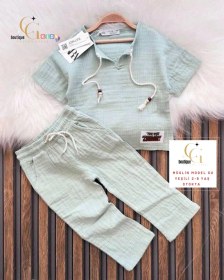 Resim Cg Kids Müslin Kumaş Su Yeşili Alt Üst Takım Yeşil 