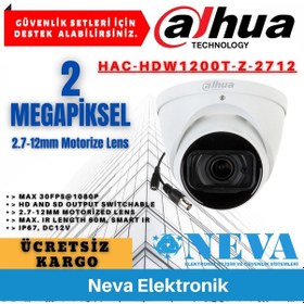 Resim Dahua Hac-Hdw1200T-Z-2712 2.7 12Mm Lens 2Mp Hdcvı Ahd Dome Kamera 