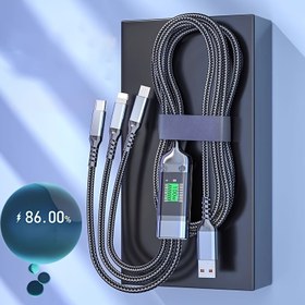 Resim 100W Maksimum Çoklu Şarj Kablosu 3'ü 1 Arada Hızlı Şarj Kablo, Çoklu Şarj Kablosu 3'ü 1 Arada iPhone Şarj Kablosu Naylon Örgülü MFi Evrensel USB Hızlı Şarj Kablosu Tip-C/USB C Mikro Lightning ile Telefon ve iPad için 