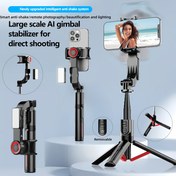 Resim Akıllı Tek Eksenli El Gimbal Stabilizatörü Kablosuz Uzaktan Kumanda, Güzellik Işığı Doldurma ve Telefon Selfie Çubuğu Tripod Montajı ile - Tüm Akıllı Telefonlarla Uyumlu, Çoklu Sahne Vlog ve Fotoğraf Dengeleyici 
