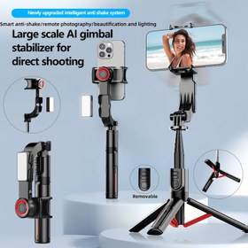 Resim Akıllı Tek Eksenli El Gimbal Stabilizatörü Kablosuz Uzaktan Kumanda, Güzellik Işığı Doldurma ve Telefon Selfie Çubuğu Tripod Montajı ile - Tüm Akıllı Telefonlarla Uyumlu, Çoklu Sahne Vlog ve Fotoğraf Dengeleyici 