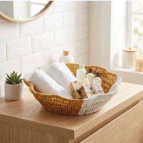 Resim Buffer Çiçek Model Çift Renkli Plastik Rattan Ekmek Ve Meyve Sepeti - Çok Amaçlı Banyo Ve Mu Çok Renkli 