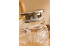 Resim Elite Borosilikat Cam Çizgili Sürahi Gold Saplı Metal Kapaklı 1500 ml 1 Adet 