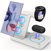 Resim Gaojunshop01 Beyaz 4ü 1 Arada Hızlı Kablosuz Şarj İstasyonu S24/s23/s22 Galaxy Uyumlu Telefon Saat Buds 