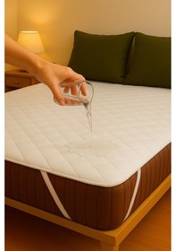 Resim Yatak Alezi Pamuklu Kapitone Köşe Lastikli Sıvı Geçirmez Yatak Koruyucu Beyaz Beyaz 