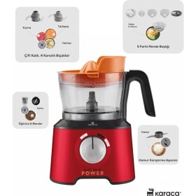 Resim Karaca 2500W Yüksek Güçlü Hamur Yoğurma, Kıyma, Blender Vb 11 Ürün Hepsi Bir Arada Mutfak Robotu + Mutfak Tartısı 