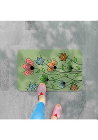 Resim Dijital Baskılı Desenli Dekoratif Dış Kapı Önü Ve Iç Mekan Paspası Yıkanabilir Kaymaz Taban Haki 