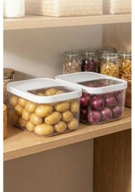 Resim 2'li 12 Lt Multibox Beyaz Kayar Kapaklı Saklama Kabı &amp Erzak Kabı &amp Patates Soğan Kovası 