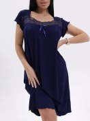 Resim Rozara Büyük Beden Viskon Gece Gömleği 39082726 Mavi 