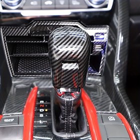 Resim 1 Set Karbon Fiber Stil Vites Kolu Vites Kapak Dekoratif Araba Aksesuarları, for Honda Civic Sedan 2016-21 2020 2019 2018 2017 için Uygun 