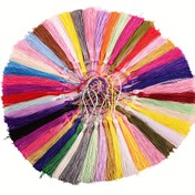 Resim 100 adet Canlı Polyester Püskül Kolye - Çeşitli Renkler, Mezuniyet, Kitap İşaretleri ve DIY Aksesuarları için Uzun Anahtarlık Püskülleri, Mezuniyet Püskülleri | Renkli Püsküller | Dokuma Dokusu 