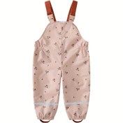 Resim Tek Parça Çocuk Pembe Papatya/Bej Geometrik Desenli Tulum, Dış Mekan İçin Mükemmel 