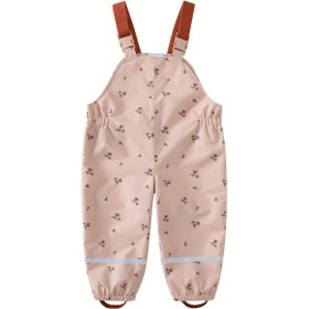 Resim Tek Parça Çocuk Pembe Papatya/Bej Geometrik Desenli Tulum, Dış Mekan İçin Mükemmel 