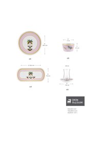Resim Karaca Stream Bone Floric 28 Parça 6 Kişilik Kahvaltı Seti Pembe 
