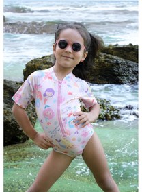 Resim UV Korumalı UPF 50+ Bebek Çocuk Mayosu Mermaid Magic Pembe 