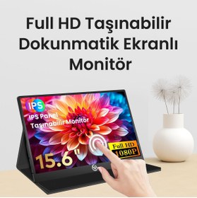 Resim NPO NPM6T 15.6" IPS FHD 5ms 60Hz Type-C Telefon&Oyun Konsolu Uyumlu Dokunmatik Taşınabilir Monitör 