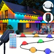 Resim 10.8 metre Güneş Enerjili LED Dış Mekan Işıklı Dizisi Uzaktan Kumanda ile, Ev Dekorasyonu, Festival, Düğün ve Partiler için Çok Renkli İp Işıkları, Hava Koşullarına Dayanıklı & Enerji Verimli, Güneş Dizi Işıkları 