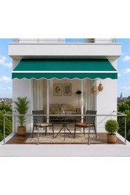 Resim stratecht 300 x 200 Ayarlanabilir Balkon Tentesi Yeşil Teras Balkon Polyester Güneşlik Bahçe Teras Tentesi 