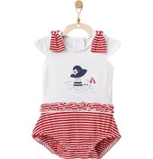 Resim Andywawa Kız Bebek Omuzları Kırmızı Kurdelalı Tulum Ac21671R Kırmızı 