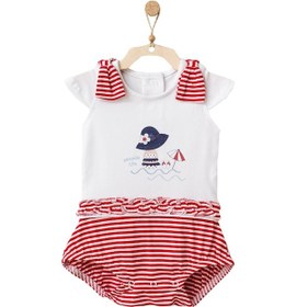 Resim Andywawa Kız Bebek Omuzları Kırmızı Kurdelalı Tulum Ac21671R Kırmızı 