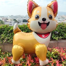 Resim 1 adet 3D Ayakta Köpek Alüminyum Film Balon, Karışık Renk, Husky Beagle Kombinasyonu, Şişme, Yeniden Kullanılabilir, Doğum Günü Partisi, Genel Kullanım, İç Mekan, Dış Mekan, Oturma Odası, Yatak Odası, Tatil Dekorasyonu 