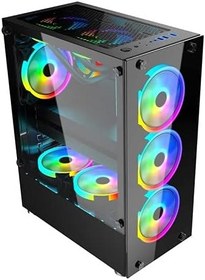 Resim Gameforce GF-8307 Glass 6x120 MM RGB Kontrolcü ve Kumandalı Fanlı Oyuncu Kasası 