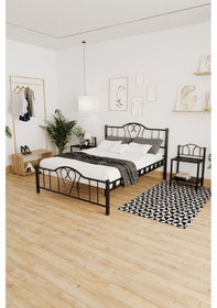 Resim Argimo Orkide Çift Kişilik Ferforje Metal Karyola Siyah 180 x 200 