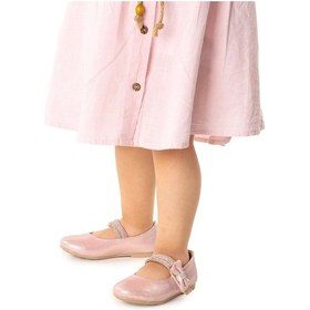 Resim Kiko Kids Cırtlı Kız Çocuk Taşlı Babet Ayakkabı 252 Pudra 001 
